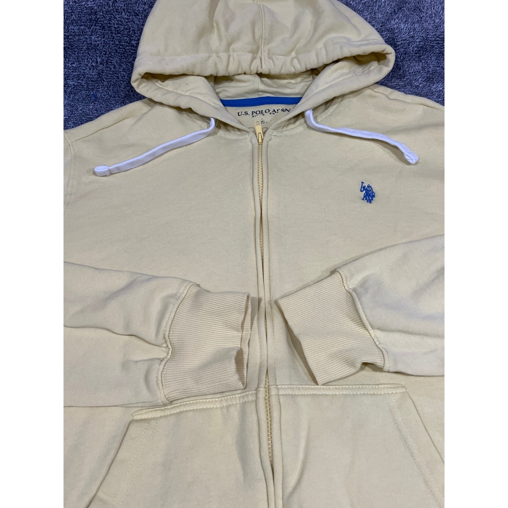 US Polo Assn Mens XL Full Zip Hoodie Pale Yellow Blue Logo 11C864